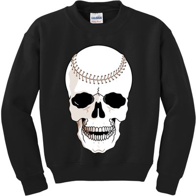 Baseball Face Skeleton Skull Kids Sweatshirt