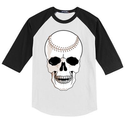 Baseball Face Skeleton Skull Kids Colorblock Raglan Jersey
