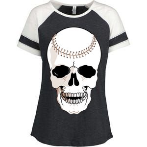 Baseball Face Skeleton Skull Enza Ladies Jersey Colorblock Tee