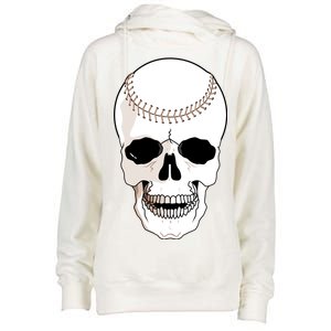 Baseball Face Skeleton Skull Womens Funnel Neck Pullover Hood