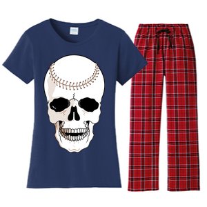 Baseball Face Skeleton Skull Women's Flannel Pajama Set