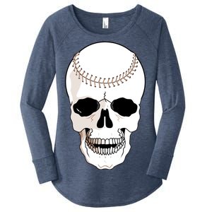 Baseball Face Skeleton Skull Women's Perfect Tri Tunic Long Sleeve Shirt