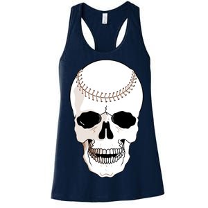 Baseball Face Skeleton Skull Women's Racerback Tank