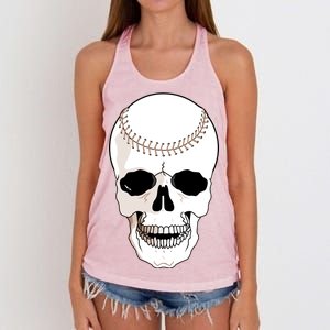 Baseball Face Skeleton Skull Women's Knotted Racerback Tank