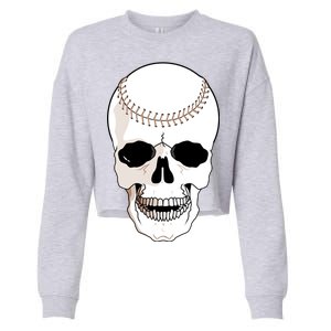 Baseball Face Skeleton Skull Cropped Pullover Crew