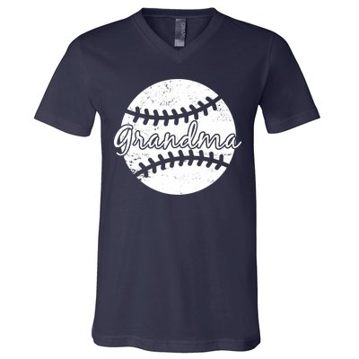 Baseball Grandma V-Neck T-Shirt