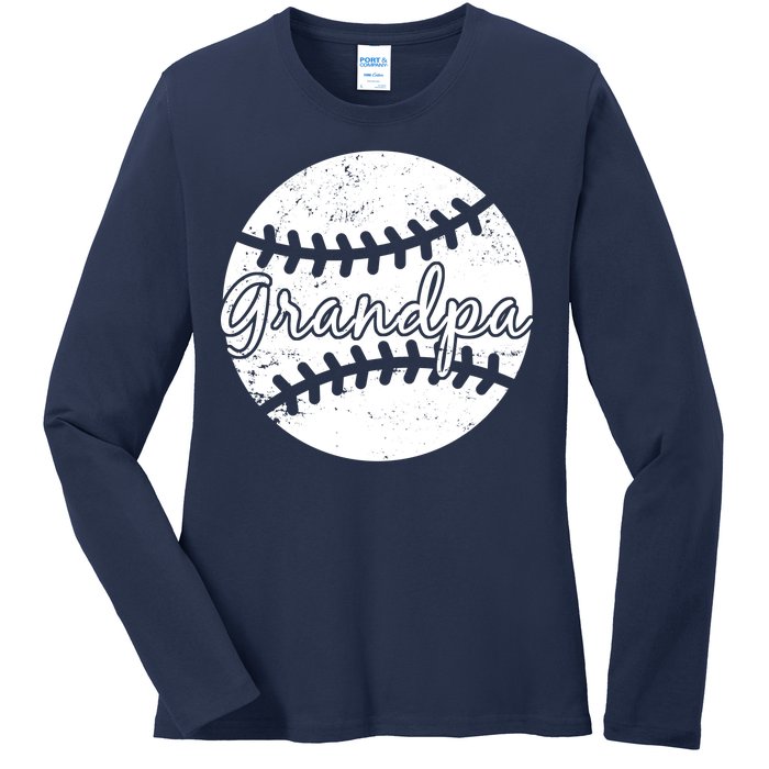 Baseball Grandpa Ladies Long Sleeve Shirt