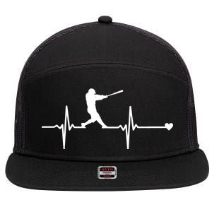 Baseball Heartbeat Pulse 7 Panel Mesh Trucker Snapback Hat