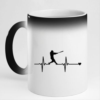 Baseball Heartbeat Pulse 11oz Black Color Changing Mug