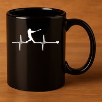 Baseball Heartbeat Pulse 11oz C Handle Ceramic Mug