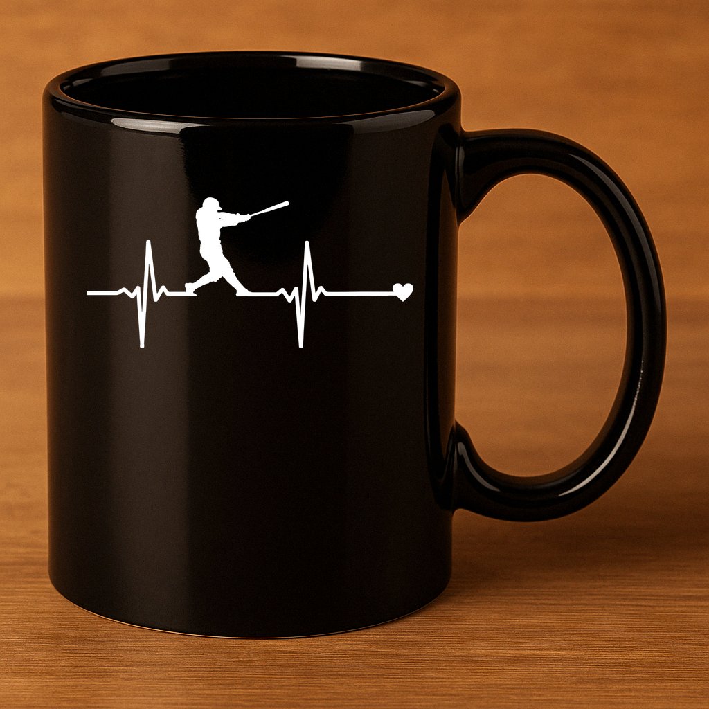 Baseball Heartbeat Pulse 11oz C Handle Ceramic Mug