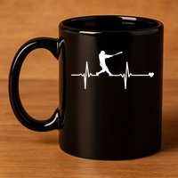 Baseball Heartbeat Pulse 11oz C Handle Ceramic Mug