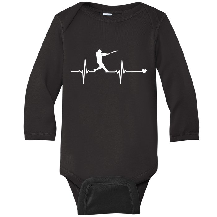 Baseball Heartbeat Pulse Baby Long Sleeve Bodysuit