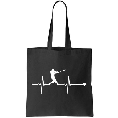 Baseball Heartbeat Pulse Tote Bag