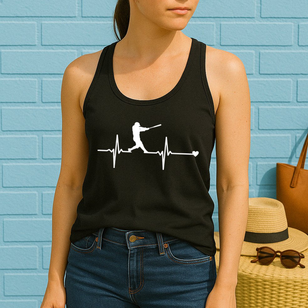 Baseball Heartbeat Pulse Womens Tank Top
