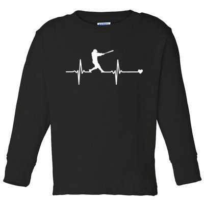 Baseball Heartbeat Pulse Toddler Long Sleeve Shirt