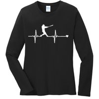 Baseball Heartbeat Pulse Ladies Long Sleeve Shirt