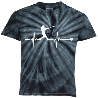 Baseball Heartbeat Pulse Kids Tie-Dye T-Shirt