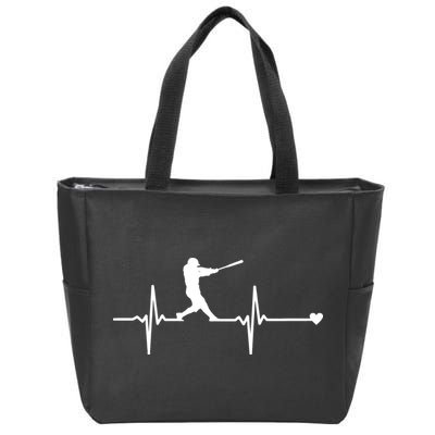 Baseball Heartbeat Pulse Zip Tote Bag