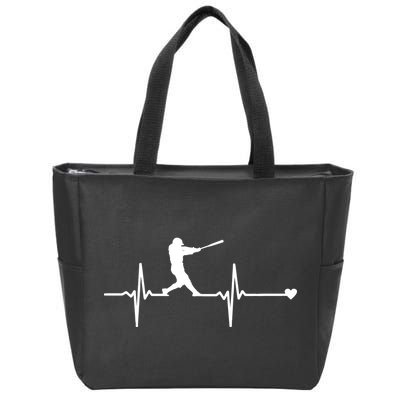 Baseball Heartbeat Pulse Zip Tote Bag