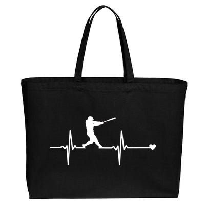 Baseball Heartbeat Pulse Cotton Canvas Jumbo Tote