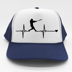 Baseball Heartbeat Pulse Trucker Hat