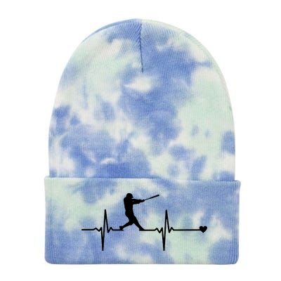 Baseball Heartbeat Pulse Tie Dye 12in Knit Beanie