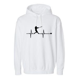 Baseball Heartbeat Pulse Garment-Dyed Fleece Hoodie