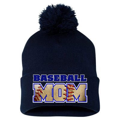 Baseball Mom Pom Pom 12in Knit Beanie