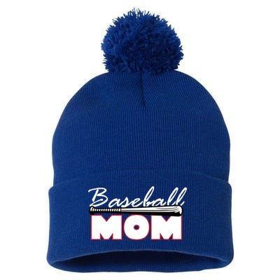 Baseball Mom Bat Logo Pom Pom 12in Knit Beanie