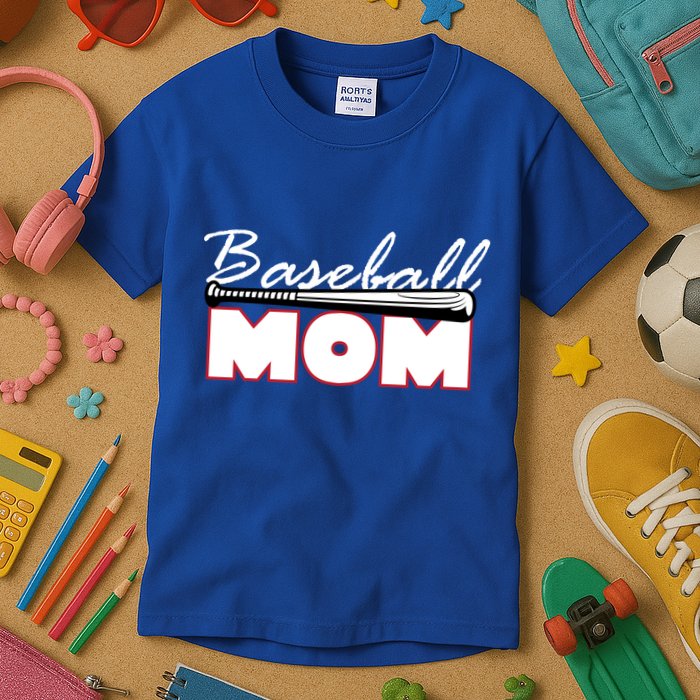 Baseball Mom Bat Logo Kids T-Shirt