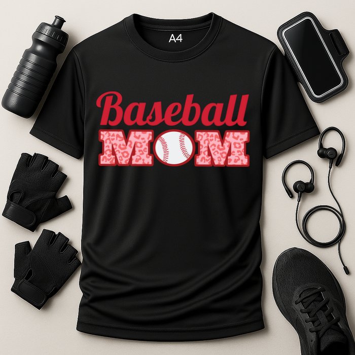 Baseball Mom Cheetah Print Cooling Performance Crew T-Shirt