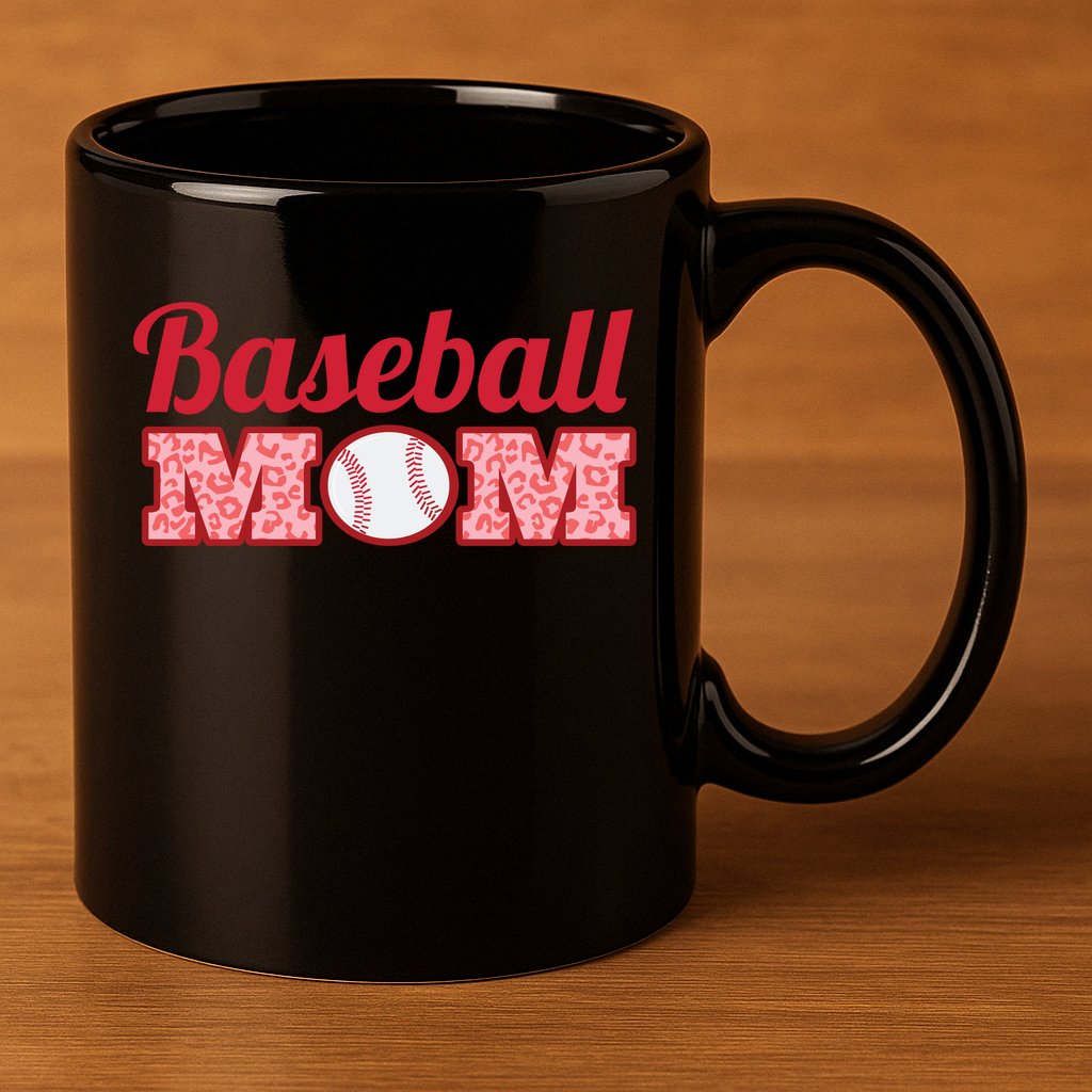Baseball Mom Cheetah Print 11oz C Handle Ceramic Mug