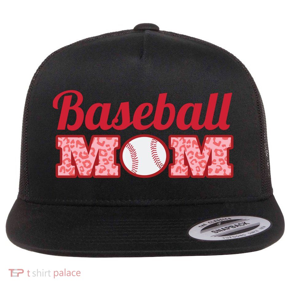 Baseball Mom Cheetah Print Flatbill Hat