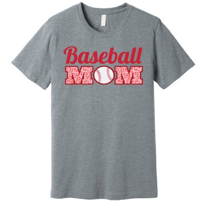 Baseball Mom Cheetah Print Premium T-Shirt