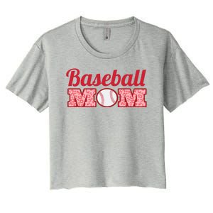 Baseball Mom Cheetah Print Women's Crop Top Tee