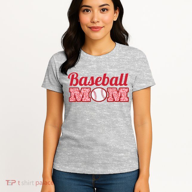 Baseball Mom Cheetah Print Womens T-Shirt