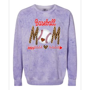 Baseball Mom Love Arrow Leopard Colorblast Crewneck Sweatshirt