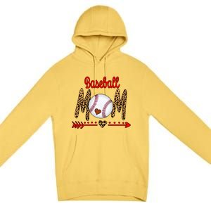 Baseball Mom Love Arrow Leopard Premium Pullover Hoodie