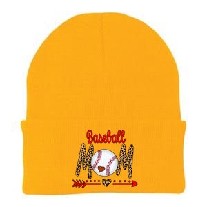 Baseball Mom Love Arrow Leopard Knit Cap Winter Beanie