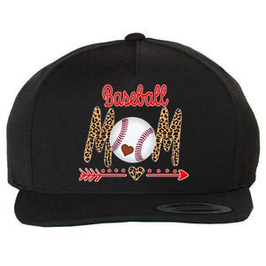 Baseball Mom Love Arrow Leopard Wool Snapback Cap