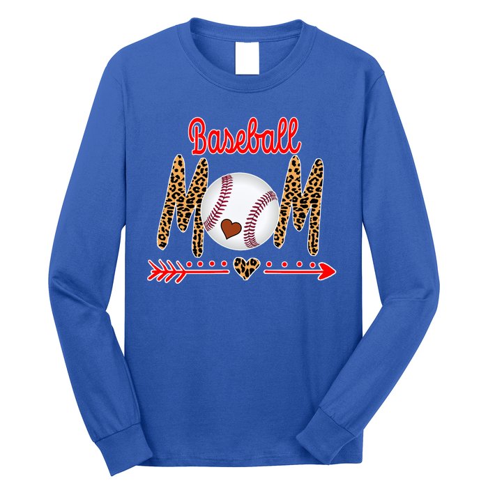 Baseball Mom Love Arrow Leopard Long Sleeve Shirt