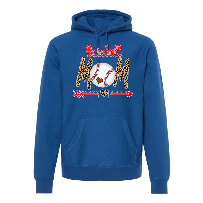 Baseball Mom Love Arrow Leopard Premium Hoodie