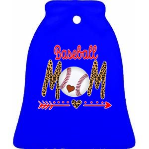 Baseball Mom Love Arrow Leopard Ceramic Bell Ornament