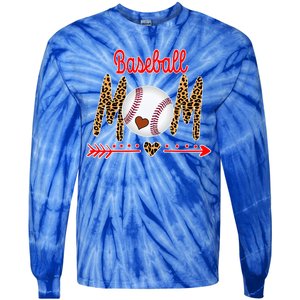 Baseball Mom Love Arrow Leopard Tie-Dye Long Sleeve Shirt