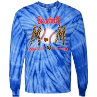 Baseball Mom Love Arrow Leopard Tie-Dye Long Sleeve Shirt