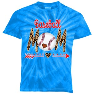 Baseball Mom Love Arrow Leopard Kids Tie-Dye T-Shirt