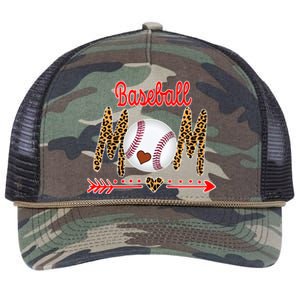 Baseball Mom Love Arrow Leopard Retro Rope Trucker Hat Cap