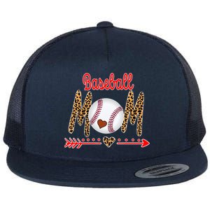 Baseball Mom Love Arrow Leopard Flat Bill Trucker Hat