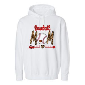 Baseball Mom Love Arrow Leopard Garment-Dyed Fleece Hoodie